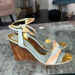 Vintage Fendi Woven Strap Wedge Sandals circa 2002‎ womens size 8.5